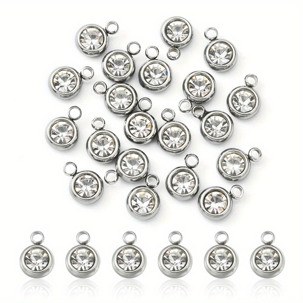20pcs Red Rhinestone Decor Flat Round Pendants for Jewelry Making